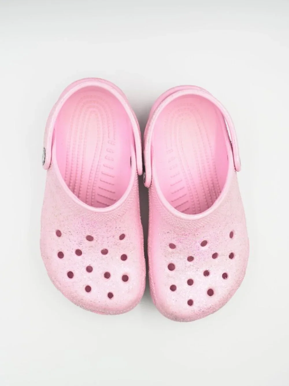 Crocs Classic Glitter Clogs Girls Kids J1 Pink Sparkle Slip-On Shoes
